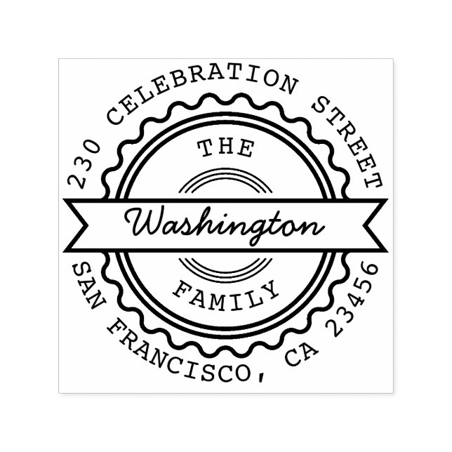 Retro Stamp Custom Family Name & Return Address (Design)