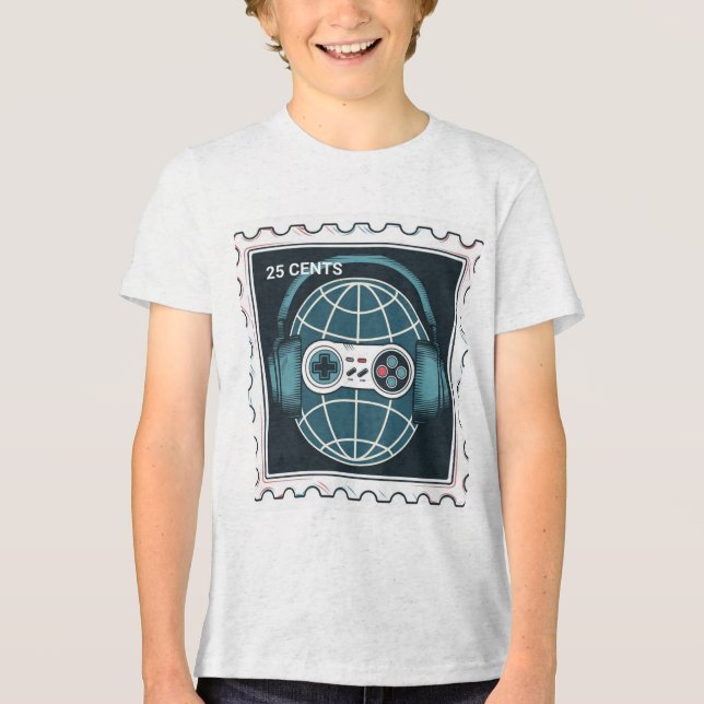 RETRO STAMP OF GAME CONTROLLER  Tri-Blend SHIRT (Front)