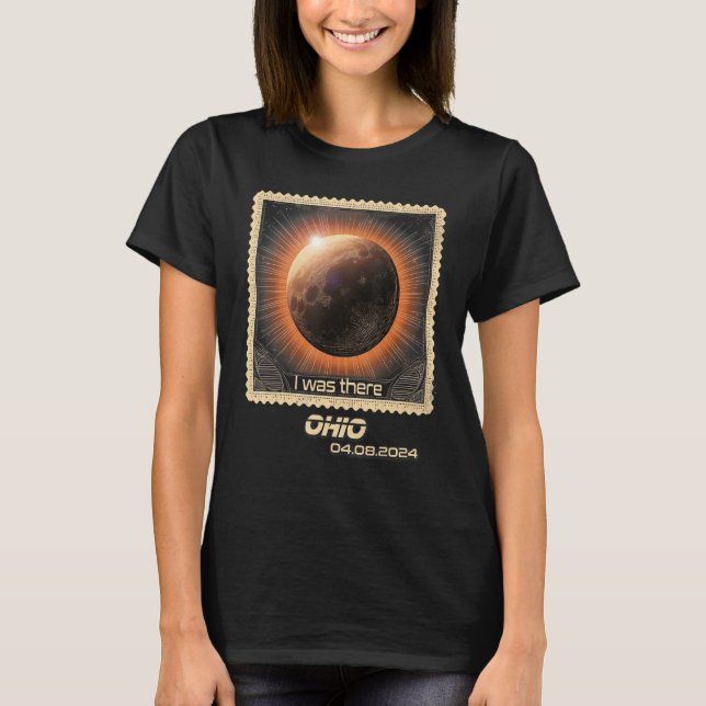 Retro Stamp Total Solar Eclipse 2024 Ohio T-Shirt (Front)