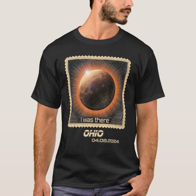 Retro Stamp Total Solar Eclipse 2024 Ohio T-Shirt (Front)