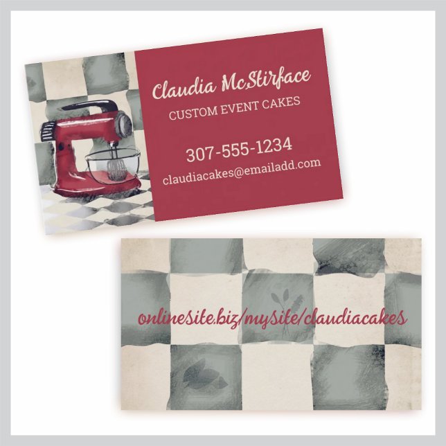 retro stand mixer baking bakery pastry chef business card (Creator Uploaded)
