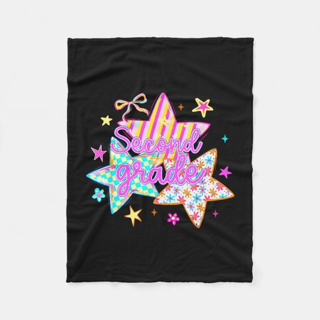 Retro star second grade back to school 2nd grade fleece blanket (Front)