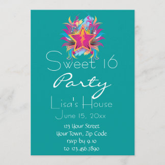 Retro Star Sweet Sixteen Birthday Invitation