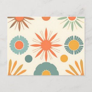 Retro Starburst and Mid Century Shapes  Postcard