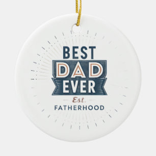 Retro Starburst Best Dad Ever Fatherhood Design Ceramic Tree Decoration