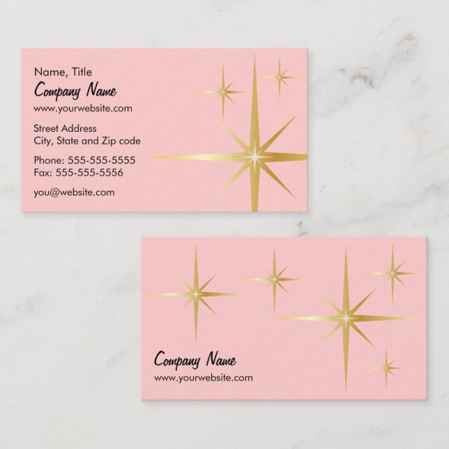 Retro Starburst Business Card - Pink (Front/Back)