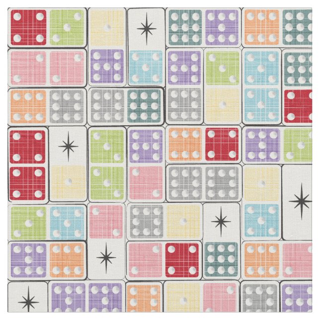Retro Starburst Dominoes Fabric (Close Up)