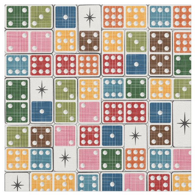 Retro Starburst Dominoes  Fabric (Close Up)