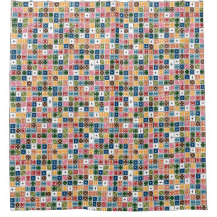 Retro Starburst Dominoes Shower Curtain