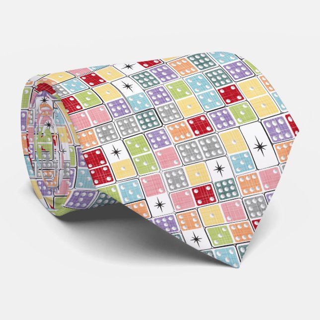Retro Starburst Dominoes Tie (Rolled)