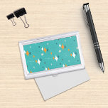 Retro Starburst Mid Century Modern Pattern Teal Business Card Holder<br><div class="desc">This abstract retro design combines mid-century starburst and modern shapes and reflects retro vintage vibes. Perfect for people who love the retro and vintage aesthetic.</div>