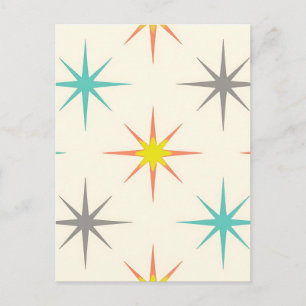 Retro Starburst Mid-Century Pattern Postcard