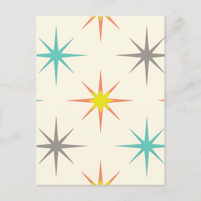 Retro Starburst Mid-Century Pattern Postcard (Front)