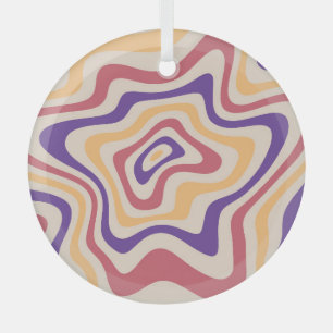 Retro Starburst Psychedelic Background Glass Tree Decoration