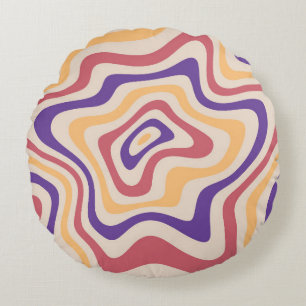 Retro Starburst Psychedelic Background Round Cushion