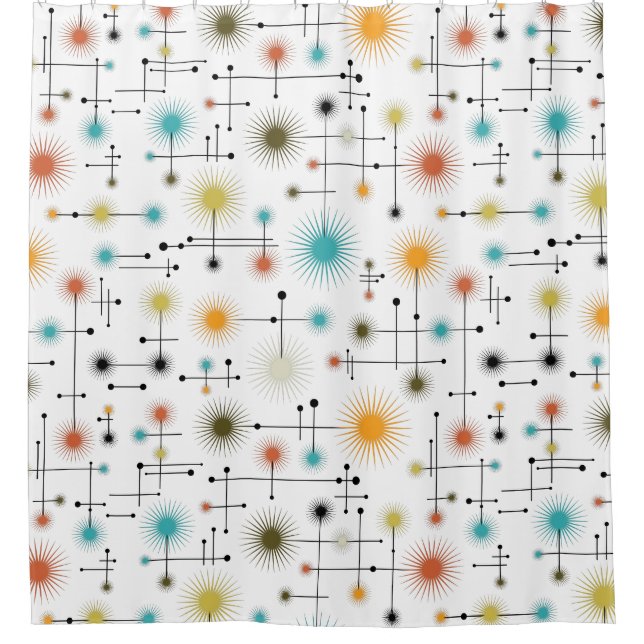 Retro Starbursts A Go-Go! Shower Curtain (Front)