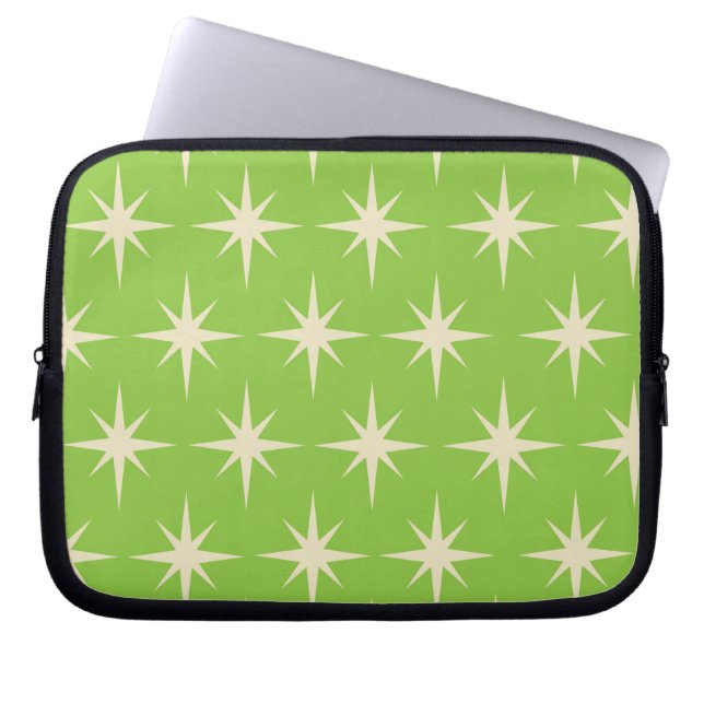 Retro Starbursts on Lime Green Pattern  Laptop Sleeve (Front)