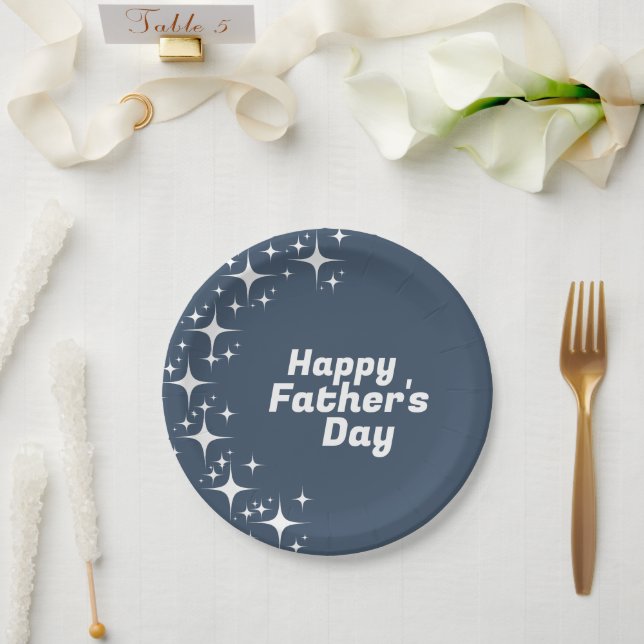 Retro Stars "Happy Father's Day"  Paper Plate (Wedding)