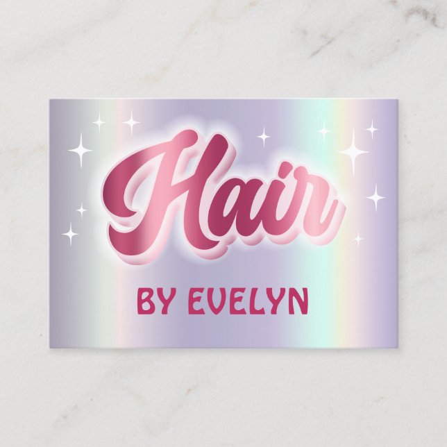 Retro stars script faux foil hair stylist  business card (Front)