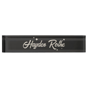 Retro Stars Typography Black  Nameplate