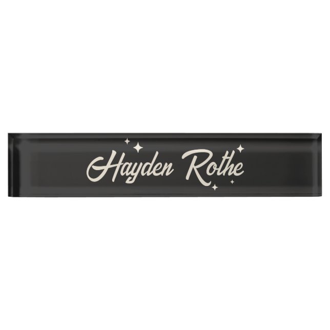 Retro Stars Typography Black  Nameplate (Front)