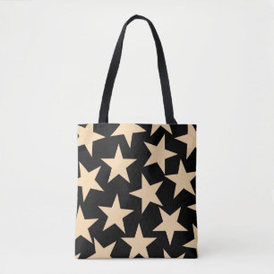 Retro Stars Y2K Pattern with Black Background  Tote Bag