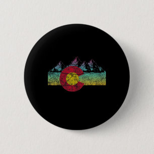 Retro State Flag Colorado Rocky Mountains Skiing A 6 Cm Round Badge