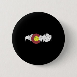 Retro State Flag Colorado Rocky Mountains Skiing A 6 Cm Round Badge