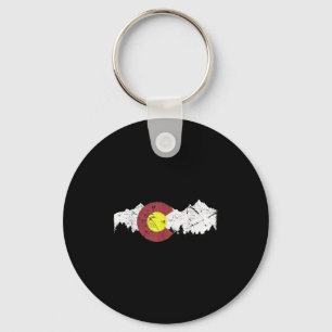 Retro State Flag Colorado Rocky Mountains Skiing A Key Ring