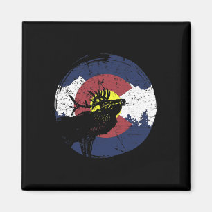 Retro State Flag Colorado Rocky Mountains Skiing A Magnet