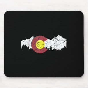 Retro State Flag Colorado Rocky Mountains Skiing A Mouse Pad