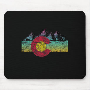 Retro State Flag Colorado Rocky Mountains Skiing A Mouse Pad