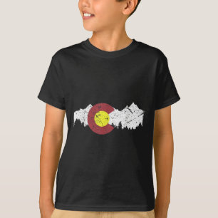 Retro State Flag Colorado Rocky Mountains Skiing A T-Shirt