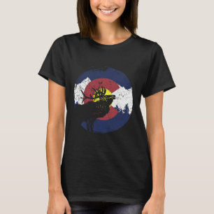 Retro State Flag Colorado Rocky Mountains Skiing A T-Shirt