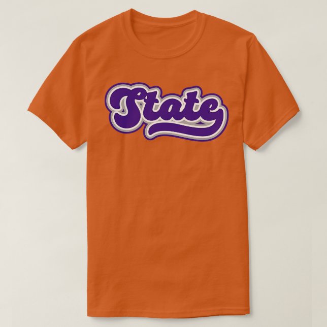 Retro State Script Kansas Purple Proud T-Shirt (Design Front)
