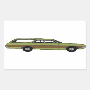 retro station wagon rectangular sticker