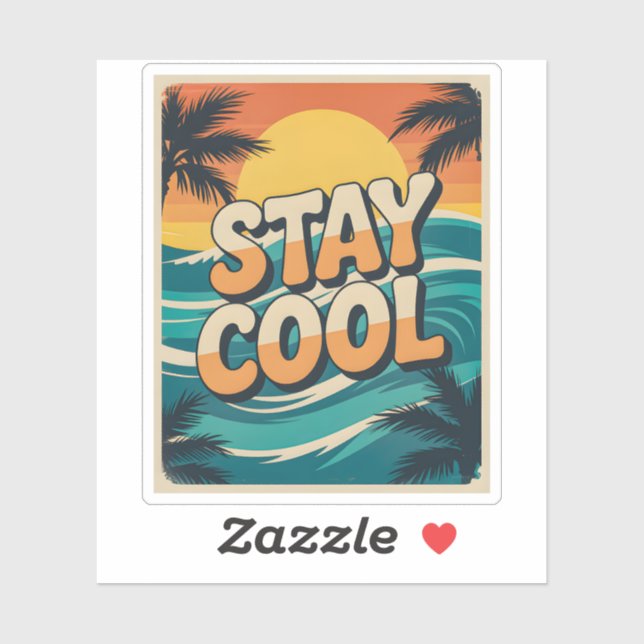 Retro Stay Cool Summer Beach Sunset Waves Palm (Sheet)