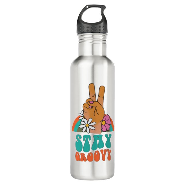 Retro Stay Groovy Water Bottle (Front)