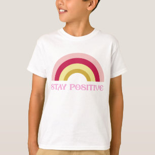 Retro 'Stay Positive' Rainbow Illustration T-Shirt