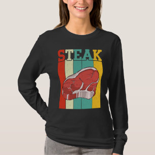 Retro Steak Raw Steak Meat Food Beef Cow Grilling T-Shirt