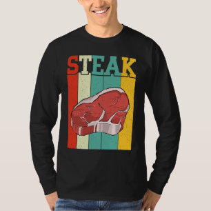 Retro Steak Raw Steak Meat Food Beef Cow Grilling T-Shirt