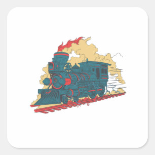 Retro Steam Train - Vintage Transport Lover Square Sticker