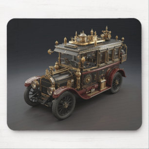 Retro Steampunk Police Cruiser Mouse Pad