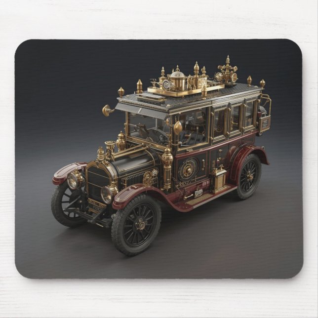 Retro Steampunk Police Cruiser Mouse Pad (Front)