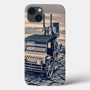 Retro Steampunk Taxi Cab City Art iPhone 13 Case