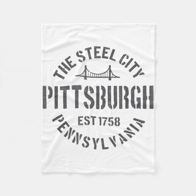 Retro Steel City Pittsburgh Pennsylvania Yinz vint Fleece Blanket (Front)