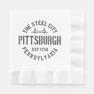 Retro Steel City Pittsburgh Pennsylvania Yinz vint Napkin