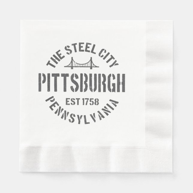 Retro Steel City Pittsburgh Pennsylvania Yinz vint Napkin (Front)