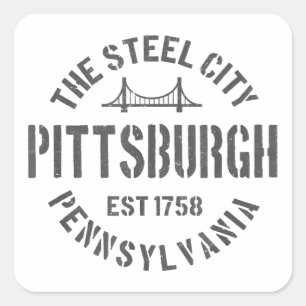 Retro Steel City Pittsburgh Pennsylvania Yinz vint Square Sticker