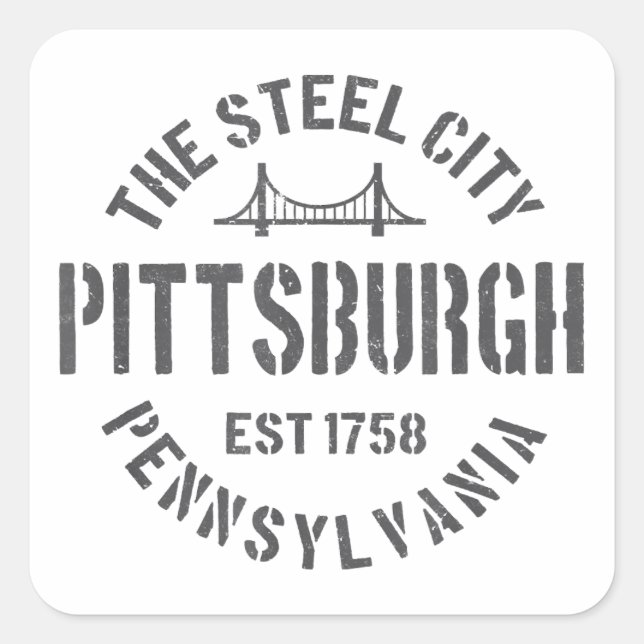 Retro Steel City Pittsburgh Pennsylvania Yinz vint Square Sticker (Front)